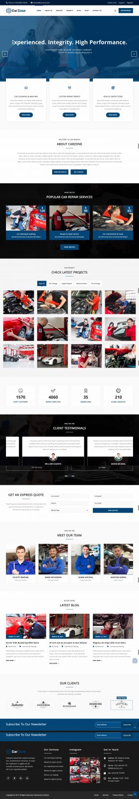 Thiết kế mẫu website sửa xe hơi tại Thiên Minh