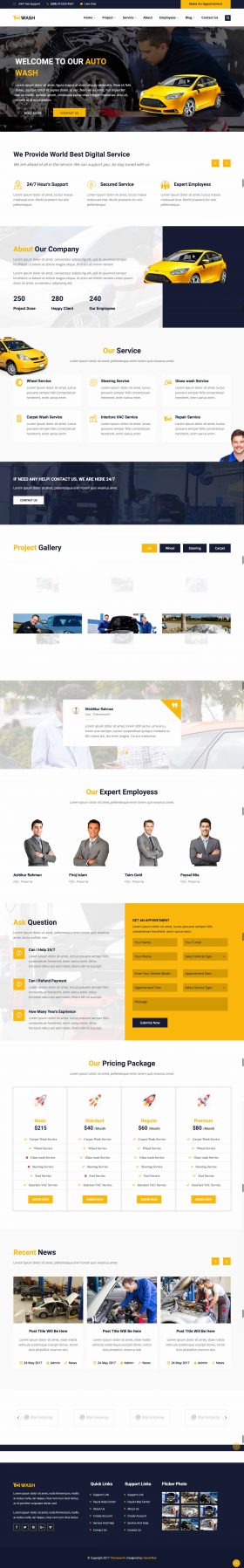 Mẫu thiết kế giao diện Website rửa xe ô tô