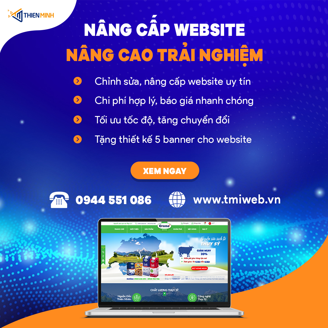 chỉnh sửa nâng cấp website tại Thiên Minh