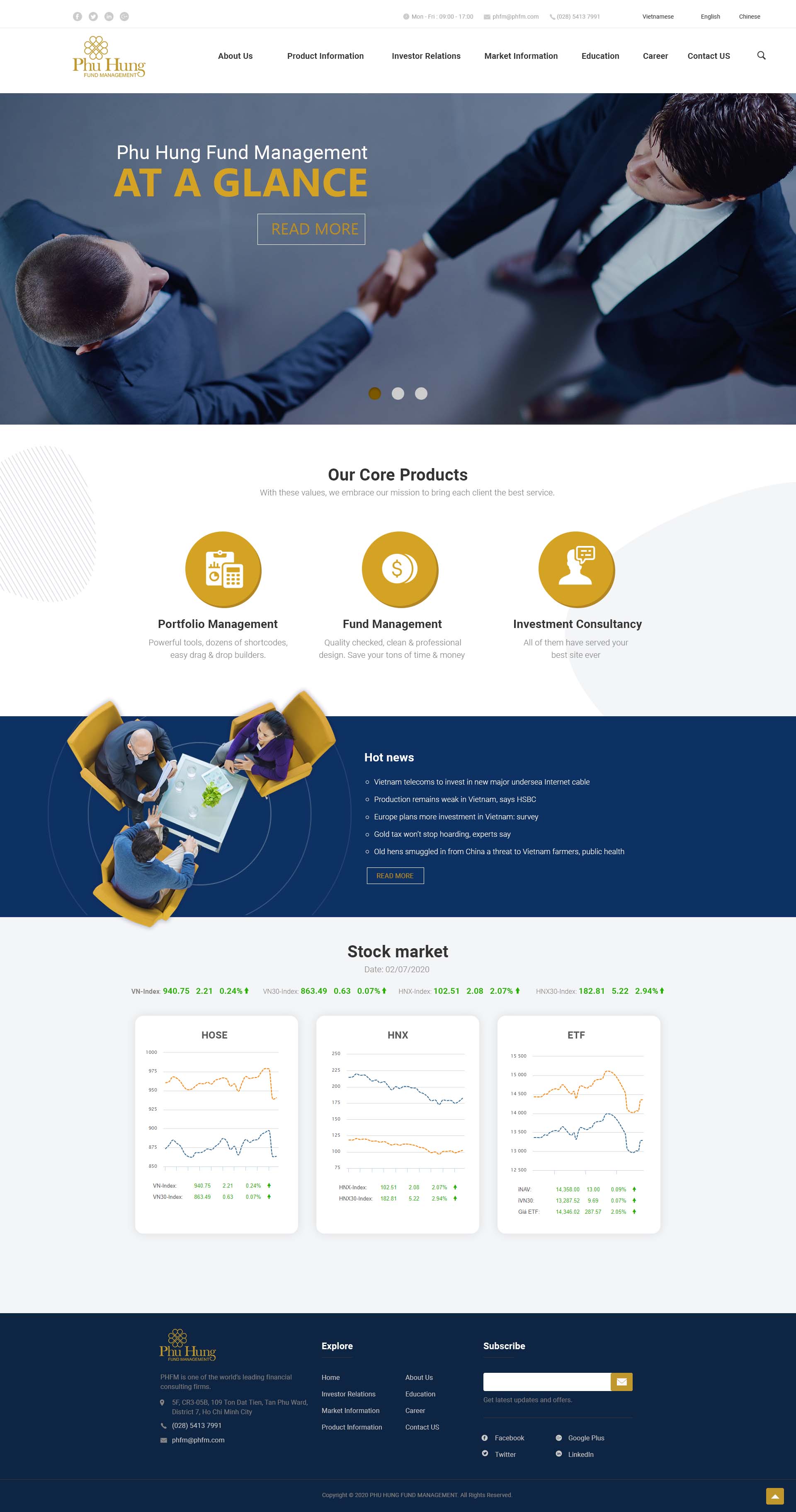 Quản lý Quỹ Phú Hưng 1 Mẫu giao diện website Quản lý Quỹ Phú Hưng